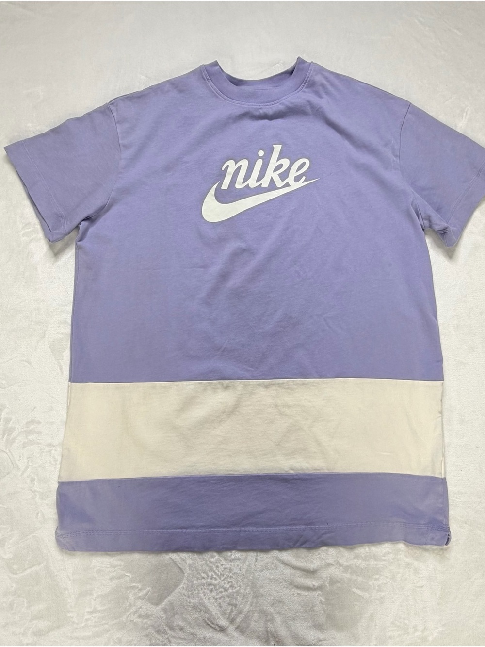 Nike Lavender and Cream Colorblock Short Sleeve Logo T-shirt Dress